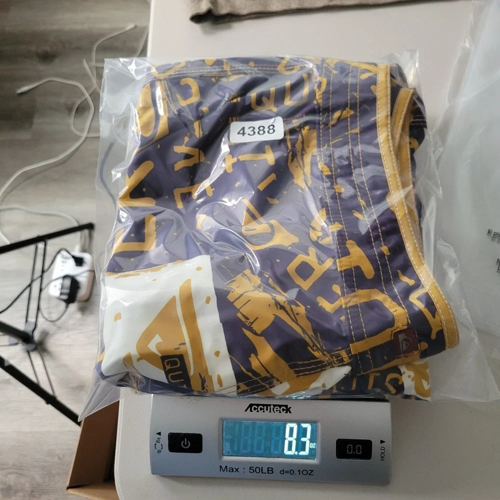 Quiksilver Board Shorts Men 32 Purple Yellow Y2K Logo Print Surf Trunks Q101012